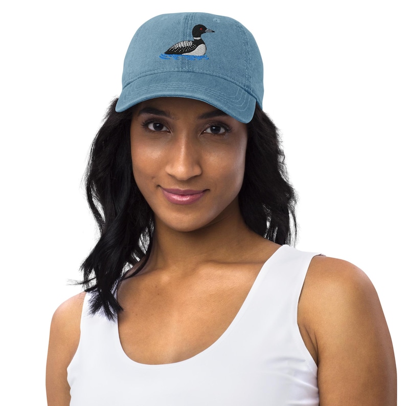 Loon Embroidered Bird Denim Hat
