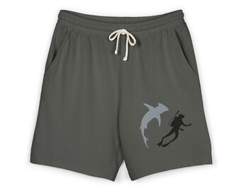 SCUBA Diver Swimming with Hammerhead Shark Garment-Dyed Sweat Shorts