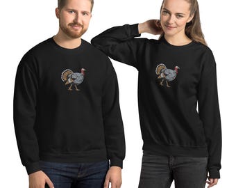 Walking Wild Turkey Embroidered Unisex Sweatshirt | Cozy Fall Fashion | Gift for Men & Women | Nature Lover Apparel