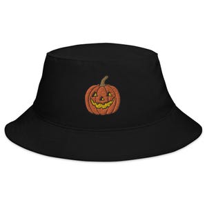Jack o Lantern Embroidered Bucket Hat for Halloween Spooky Season