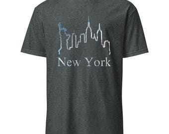 New York City Skyline Short-Sleeve Unisex T-Shirt | Abstract Line Art Graphic Tee, Cityscape Fashion Top, NYC Gift Idea