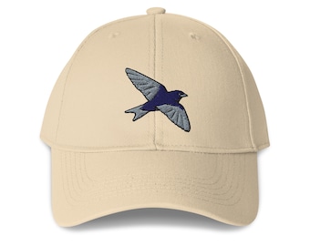 Purple Martin Embroidered Bird Structured 6-Panel Adjustable Baseball Cap