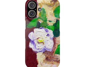 White Flower and Brick Wall Slim Phone Cases for iPhone 7-16 White Flower and Brick Wall