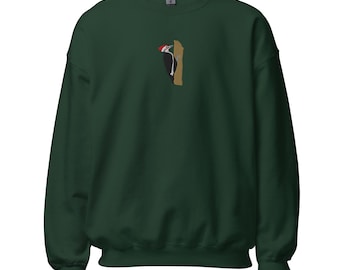 Pileated Woodpecker Embroidered Sweatshirt – Bird Lover Crewneck – Woodpecker Gift – Nature Wildlife Unisex Jumper