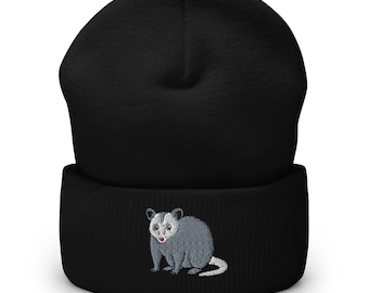 Possum Embroidered Wildlife Cuffed Beanie