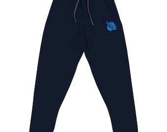 Blue Peacock Embroidered Unisex Joggers - Cozy Fitness and Casual Wear