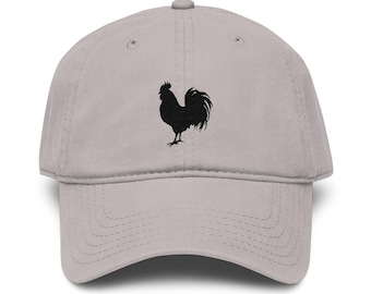 Embroidered Black Rooster Garment washed baseball cap