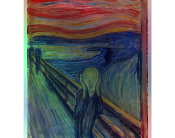 Edvard Munch The Scream Holographic Sticker, Art Lover Gift, Unique Collectible, Shiny Vinyl Decal, Famous Painting