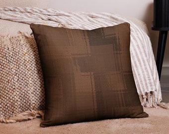 Plaid Throw Pillow Sienna Brown and Charcoal Accent Coach Pillow
