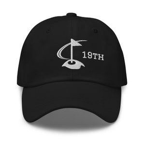 19th Hole White Embroidered Dad Hat - Golf Lover Gift, Men&#39;s Fashion Headwear, Adjustable Cap, Unique Father&#39;s Day Present