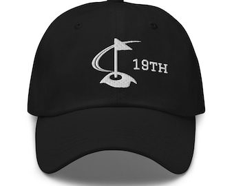 19th Hole White Embroidered Dad Hat - Golf Lover Gift, Men's Fashion Headwear, Adjustable Cap, Unique Father's Day Present