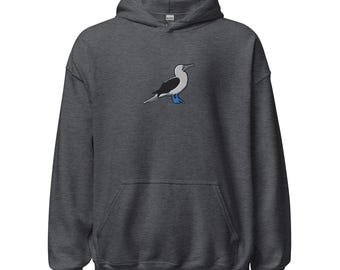 Blue Footed Booby Embroidered Bird Unisex Hoodie