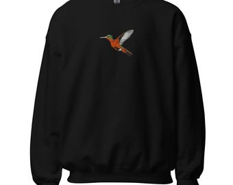 Cinnamon Hummingbird Large Chest Embroidered Sweatshirt