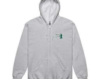 Unisex heavy zip hoodie Gone Fishing Embroidered hooded sweatshirt