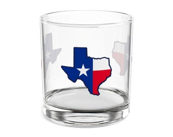 Texas Rocks Glass, 10oz Vintage Tumbler - Perfect for Whiskey or Cocktails, Texas Souvenir & Gift for Her or Him