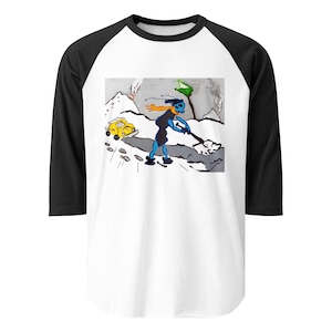 Cute Snowy Alien Ant 3/4 Sleeve Raglan Shirt | Fun Winter Tee | Unique Alien Apparel