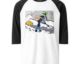 Cute Snowy Alien Ant 3/4 Sleeve Raglan Shirt | Fun Winter Tee | Unique Alien Apparel