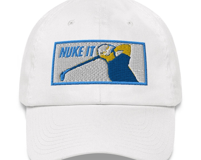 Featured listing image: Hat Nuke It Golf Embroidered Hat Celebrate the Swing Golf Cap by DonWillisJrArt