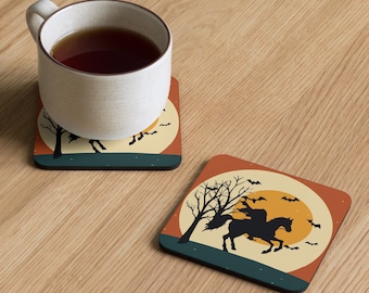 Headless Horseman Cork-back Coaster Halloween Decor & Gift