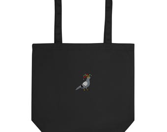 Tote Bag Embroidered Pigeon Wearing a Jester Hat | Eco-Friendly  Shopping Bag | Unique Gift for Bird Lovers