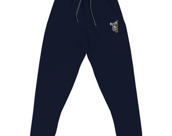 Koala Bear Embroidered Joggers, Unisex Trendy Sweatpants, Cute Animal Design, Casual Wear, Comfortable Fit, Eco-Friendly Fabric