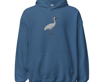 Whooping Crane Embroidered Unisex Hoodie
