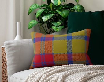 Tartan inspired Plaid Spun Polyester Lumbar Pillow 20 inches x 14 inches