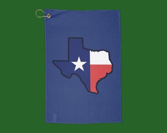 Texas State Golf Towel  Lone Star Flag  Gift with Grommet & Clip