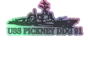 USS Pickney DDG 91 Holographic Stickers - Navy Ship Decal - Unique Military Gift - Patriotic Vinyl Sticker Set