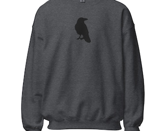 Black Crow Silhouette Embroidered Unisex Sweatshirt