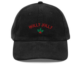 Holly Jolly Embroidered Vintage corduroy cap