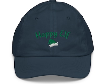 Happy Elf Embroidered Youth baseball cap Ages 5 and up