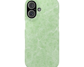 Cream Green Faux Marble Slim Phone Case - Stylish, Durable & Lightweight Cell Phone Cover - Unique Marble Design for iPhone 7-16