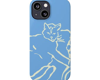 Cute Lazy Cat Line Art Slim Phone Case for iPhone 7-16