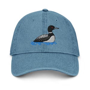 Loon Embroidered Bird Denim Hat