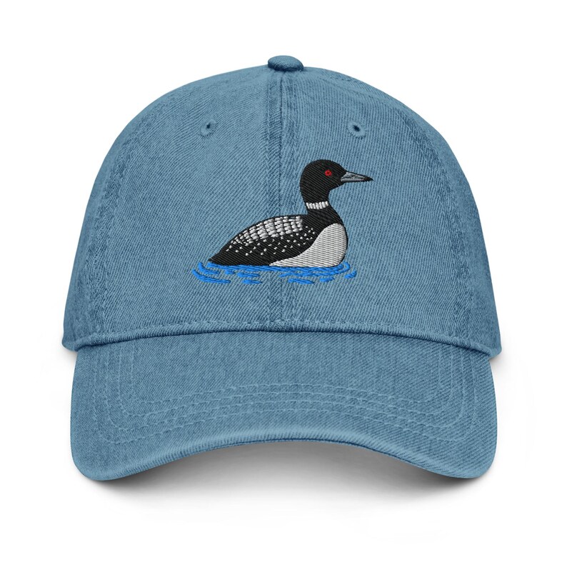 Loon Embroidered Bird Denim Hat