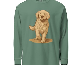 Golden Retriever Garment-dyed heavyweight long-sleeve shirt