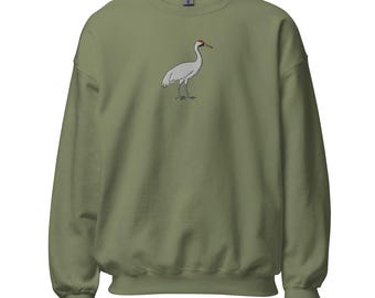 Whooping Crane Embroidered Unisex Sweatshirt