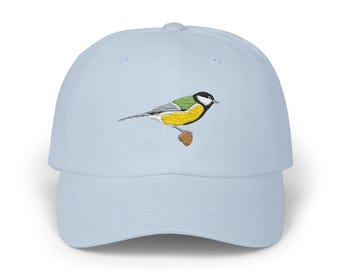Great Tit Embroidered Bird Classic Cap - Nature Lover Gift, Wildlife Enthusiast Hat, Outdoor Adventure Apparel, Birdwatcher Accessory, Dad