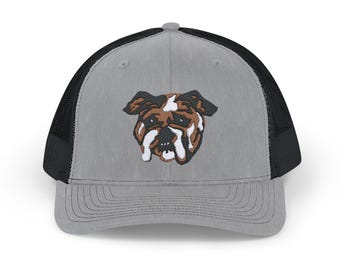 Damon Dawg Embroidered Bulldog Snapback, Trucker Cap, Hat, Adjustable Baseball Cap, Animal Lover Gift