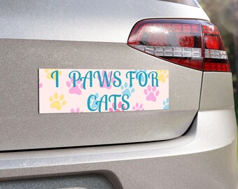 Cat Lover Car Magnets, I Paws for Cats Fridge Magnet, Pet Owner Gift, Cute Animal Car Decal, Kitten Lover Accessories