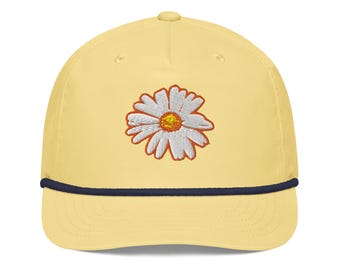 Daisy Embroidered Golf Rope Cap Stylish Floral Hat for Flower Lovers Lovers