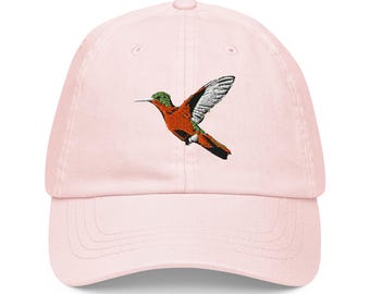 Cinnamon Hummingbird Embroidered Bird Pastel baseball hat