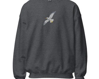 Seagull Flight of Freedom Embroidered Sweatshirt, Unisex Bird Jumper, Cozy Casual Wear, Gift for Bird Lovers