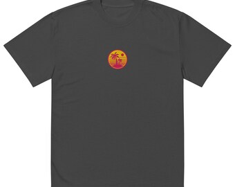 Retro Palms T-Shirt, Embroidered Oversized Tee, Faded Graphic Shirt, Vintage Style Casual Apparel for Relaxed Days