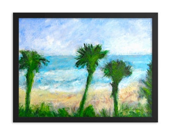 Framed Art Print Poster "Three Palms"  Original Art Wall Decor Framed Print Poster