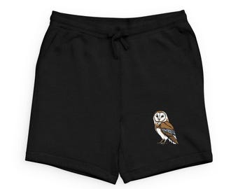 Barn Owl Sweatshorts | Sponge Fleece Shorts, Wildlife Owl Print