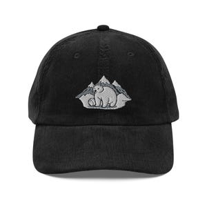 Mountains with Polar Bear and Ball Embroidered Vintage corduroy cap