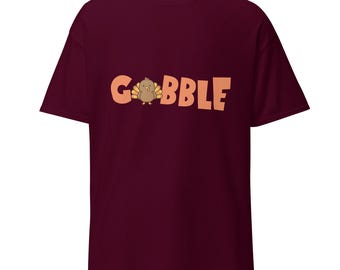 Gobble Turkey Thanksgiving T-Shirt – Cute Cartoon Turkey Tee, Funny Friendsgiving Shirt, Fall Unisex Graphic Tee