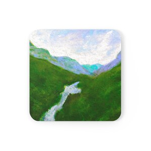 Chimney Rock Mountain Landscape Coaster: Original Art Cork Coaster